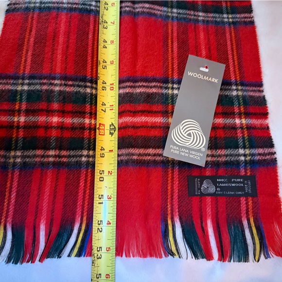 Pure Lambs Wool Vibrant Red Plaid Scarf - Picture 7 of 8